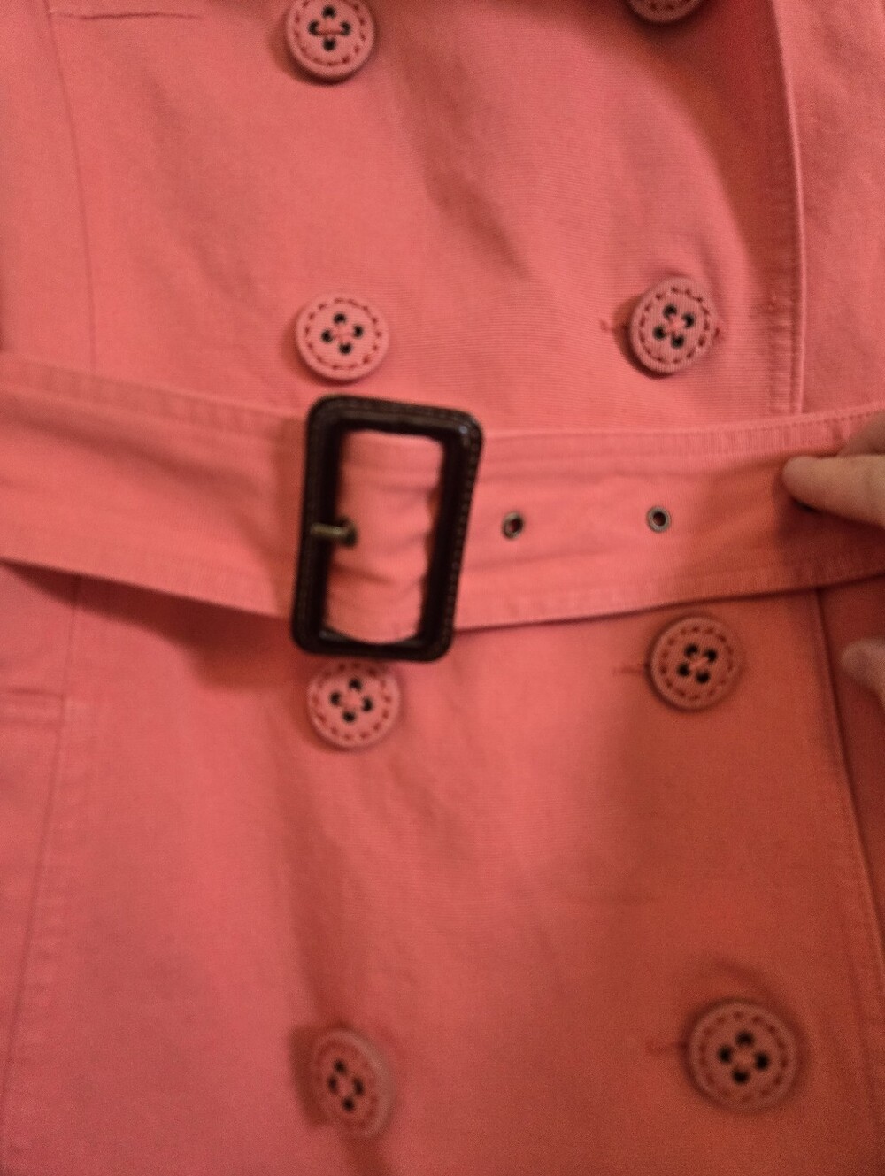 Merona Coral Double-Breasted Trench Coat with Belt - Picture 7 of 9